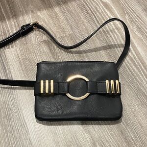 Vince Camuto Black Crossbody Bag with Gold Accents